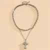 Colar Colar Cruz Zircônia Europeu e Americano Estilo Frio Luxo Leve Sensação de Alto Padrão Corrente da Clavícula Colar Versátil Ornamento Atacado