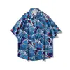 Camisa de Flores Hawaianas para Hombre Verano Tendencia Marca Vacaciones en la Costa Camisa de Pareja Estilo Retro Hong Kong Versátil Casual Ropa de Playa