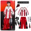 Ropa de Street Dance para Niños Ropa Fresca y Moderna Rayas Rojas 03 Ropa de Presentación Conjunto para Niños hiphop Ropa de Presentación para Niñas