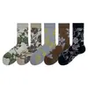 85437 Calcetines Zhuji Primavera/Verano Media Pantorrilla Calcetines para Mujer Sin Costuras Estampado Floral Retro Estilo Japonés Artísticos Calcetines de Algodón Nicho