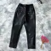 Pantalones de Cuero Genuino de Oveja Haining de Longitud al Tobillo para Mujer, Pantalones Holgados de Estilo Harlan Zanahoria, Pantalones Casuales Holgados de Tendencia Estilo Occidental