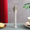 Trigo paja tres en uno portátil cuchillo tenedor cuchara familiar plástico cuchara Tenedor trigo occidental comida vajilla juego Venta al por mayor