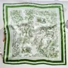 Lenço de Viagem Fino da Moda com Lenço de Seda, Lenço Quadrado Versátil para Mulheres, Lenço de Seda com Estampa Floral de Plantas e Tinta Retro