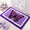 Alfombra de piso con estampado de mariposas moradas transfronteriza, tapete absorbente antideslizante para baño y entrada, alfombra absorbente antideslizante para baño