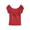 Camiseta de Verano Nueva Estilo Europeo y Americano para Chica Popular, con Diseño Puro y Sexy, Top Ajustado para Mujer