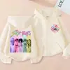 Sudadera con capucha de cremallera de moda holgada para niños y niñas, estampado de dibujos animados de K-Pop, para primavera y otoño, chaqueta sudadera casual transfronteriza