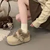 Zapatos de felpa Birkenstock para mujer 2026 invierno cálidos con forro de felpa cobertura total lazo suela gruesa zapatos de algodón botas de nieve peludas