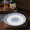 Tazón de cerámica de porcelana azul y blanco plato de cerámica hotel restaurante tazón grande de sopa de cerámica tazón de ramen plato de cena
