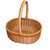 Cesta de almacenamiento con asa de mimbre sintético, refuerzo de marco de hierro, cesta de picnic, cesta de compras, cesta de flores de ratán, cesta para recoger, cesta de aperitivos para sala de estar