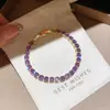 Galáxia Névoa Roxa~Pulseira com Pingente de Flor de Zircônia Gota d'Água Estilo Minimalista Coreano Ins Pulseira Joia de Luxo Leve de Alta Qualidade
