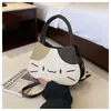 Bolso de Mano Portátil de Moda para Niñas, Bloques de Color, Versátil, Lindo Dibujo Animado, Nuevo Bolso Cruzado, Bolso Pequeño con Forma de Gato