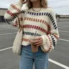 Suéter de Punto con Cuello Redondo para Mujer Amazon, Primavera y Otoño, Bloques de Color, Suave y Cómodo, Adecuado para Ir al Trabajo, Apto para la Piel, Top Versátil para el Día a Día, Al Por Mayor en Stock