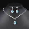 Colar de Gota d'Água com Zircônia Fashion Luxo Leve Temperamento de Alto Padrão Corrente para Clavícula Colar Exquisito de Luxo Leve Brinco Atacado