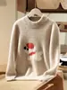 Nuevo Suéter de Lana Pura de Siete Agujas Extra Grueso con Cuello Medio Alto Jacquard Perrito para Niños y Niñas Ropa Infantil Otoño/Invierno