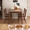 Mesa de Comedor, Mesa de Comedor Completamente de Madera Maciza, Apartamento Pequeño, Casa de Alquiler Sencilla, Mesa de Comedor Larga, Color Nogal, Mesa de Comedor y Sillas Modernas Combinadas