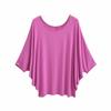 Camiseta de Manga Murciélago con Cuello Redondo y Hombro Cruzado Estilo Deseo Puro para Múltiples Usos para Mujer Verano Nueva Estilo Relajado Delgada Camisa Protectora Solar Top
