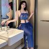 Pinxian moda nacional top de tubo con banda para el vientre estilo halter tentación pura sexy traje estilo antiguo lencería con abertura Hanfu 2414