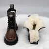 Botas de Algodón Grandes Forradas de Felpa Espesa 2025 Otoño e Invierno Nuevas Botas de Nieve Calientes Botas de Suela Gruesa Antideslizantes con Tacón Grueso para Mujer