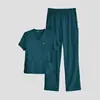 Uniforme de quirófano para clínica dental, uniforme de médico y enfermera de manga corta, unisex, elástico, de secado rápido y con acabado cepillado