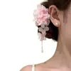 Pinza para el pelo de borla de hortensia Súper Hada Verano Infinito Suave Accesorios para el Cabello de Flor para la Cabeza Atmósfera de Vacaciones para Mujer