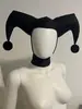 Chapéu de palhaço para festa de carnaval de Halloween de outono e inverno, chapéu de chifre de diabo bicolor vermelho e preto, chapéu casual e adereço de cabeça