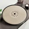 Bandeja de Té Pequeña de Cerámica de Bambú Ceremonia del Té Estilo Japonés Juego de Té Kung Fu Bandeja Redonda Pesada de Bambú Mar de Té Almacenamiento de Agua Mesa de Secado y Remojo