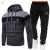 Suéter con estampado de cremallera de tres colores para hombre, traje deportivo informal, suéter holgado de talla grande, otoño e invierno de 2024
