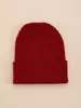 Gorro de Punto Liso de Color Sólido para Niños, Gorro de Invierno Unisex, Cálido Gorro de Acrílico con Borde Enrollado