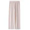 Pantalones de pierna ancha de seda helada para mujer, pantalones rectos finos de cintura alta para verano, pantalones frescos y fluidos, secado rápido, holgados, adelgazantes, protección solar, pantalones largos