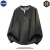 Sudadera de alta calidad de la marca NASA para hombre, de estilo dos piezas falso, con cuello redondo y manga larga, adecuada para primavera y otoño, con un corte relajado, sencillo y holgado, que encarna un estilo clásico y discreto.