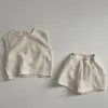 Traje Nuevo de Verano Estilo Coreano para Niños Conjunto de Dos Piezas Cómodo de Color Sólido Estilo Occidental Manga Corta Pantalones Cortos