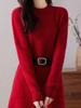 Vestido Jersey Suelto de Punto de Media Longitud Estilo Coreano Otoño/Invierno 2025 para Mujer, Top Base Ajustado de Punto Tendencia