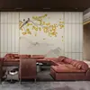 Nuevo papel tapiz de flores y pájaros estilo chino, paisaje, pintura a tinta, papel tapiz de paisaje, mural de fondo para TV en restaurante, hotel, dormitorio, sala de estar