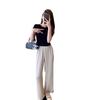 Pantalones Casuales de Pierna Ancha para Mujer Xia Xin C0619Z, Tipo de Pierna Modificado, Sensación Fresca, Cintura Alta Vertical, Adelgazantes, Pierna Recta Suelta
