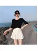 Falda Negra Plisada Mujer Otoño Invierno Falda Media Verano 2026 Nueva Cintura Alta Adelgazante Estudiante Falda de Línea A Petite Falda Corta