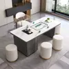 Juego de Mesa de Té y Sillas de Pizarra de Lujo Ligero, Moderno y Sencillo, Multifuncional, Adecuado para Uso Doméstico, Mesa de Té Pequeña para Balcón, Mesa Integrada para Preparación de Té de Oficina