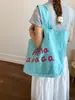 Bolsa de Lona con Letra Dopamina para Mujer 2025 Nueva Moda Trendy Bolso Tote Coreano Casual Gran Capacidad Bolsa de Compras