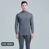 Conjunto de ropa interior térmica 100% algodón puro para otoño e invierno, a prueba de frío, cuello medio, capa base, camiseta térmica de algodón, ropa interior térmica para hombre