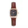 Reloj de mujer elegante y sencillo, esfera cuadrada pequeña, correa de piel sintética, reloj de cuarzo, adecuado para que lo usen las niñas.
