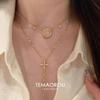 Collar apilado cruzado de astrolabio solar estilo Ins, moda de nicho, estilo de lujo ligero, elegante, para el trabajo, collar versátil