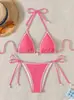 Bikini sexy de dos piezas, traje de baño de punto de tres piezas para la playa, nuevo traje de baño multicolor transfronterizo europeo y americano, traje de baño de Amazon