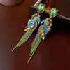 Pendientes Vintage de Plata con Forma de Rombo y Gota de Aceite Estilo Palacio Retro Exquisitos Pendientes de Botón Lujo Ligero Pendientes de Gama Alta