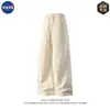 Calça de Veludo Nasa Marca Estilo Old Money Americano Masculina Outono Retro Caída Casual Calça Larga Solta