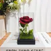 Cúpula de Vidro com Flor Eterna Transfronteiriça Rosa Luz Led 520 Presente de Dia dos Namorados para Namorada Luz Noturna Atmosférica Decorativa