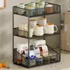 Estante de Almacenamiento de Escritorio, Encimera de Cocina, Organizador Multifuncional de Capas, Mesa de Comedor, Mesa para Snacks, Portavasos de Agua, Caja de Almacenamiento para Bolsitas de Té