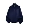 Sudadera de estilo americano desconstruida con media cremallera y cuello alto para hombre, nueva colección primavera/otoño 2026, top casual holgado de peso pesado