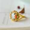 Anillo de jade hetiano con forma de huevo, estilo chino, plata 925, esmalte, HTYR036