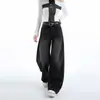 Jeans largos young orange # estilo retrô americano preto e cinza para mulheres, cintura alta, corte solto, modelador, com caimento fluido, estiloso, versátil e comprimento total