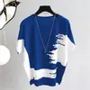 Camisa de Manga Curta de Seda de Gelo Transfronteiriça para Mulheres, Top Soltinho de Verão Estilo Coreano para Mulheres, Malha de Base Tamanho Grande, Transfronteiriço Sudeste Asiático