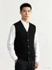 Nuevo Chaleco de Punto Grueso con Cuello en V Estilo Old Money para Hombre, Sin Mangas, Mezcla de Lana, con Bolsillos